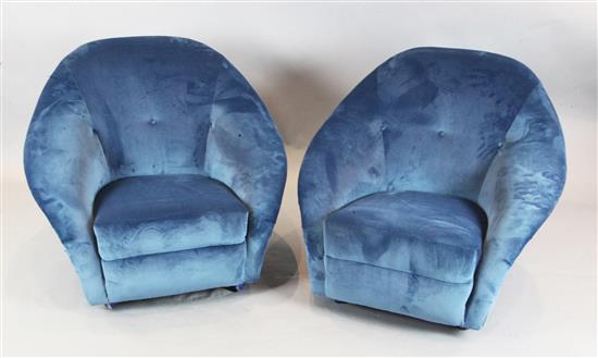 A pair of 1950s Ico Parisi armchairs, W.3ft